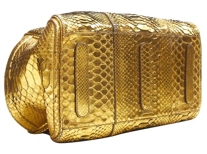 Bolsa de viagem Boston em couro escalado dourado metálico Zagliani - vista 6