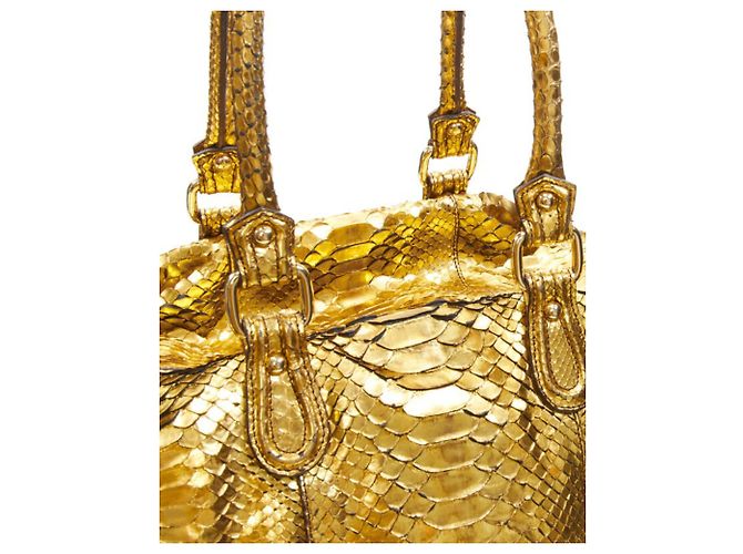 Bolsa de viagem Boston em couro escalado dourado metálico Zagliani - vista 7