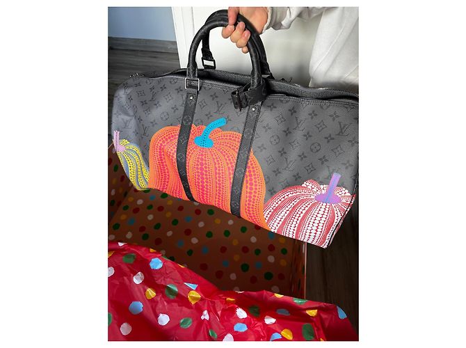 Louis Vuitton Keepall 55 Yayoi Kusama Pelle Eclipse Multicolore - vista 4