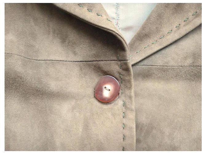 Autre Marque Wildlederjacke aus Hirschleder Khaki Größe 38 - Ansicht 7