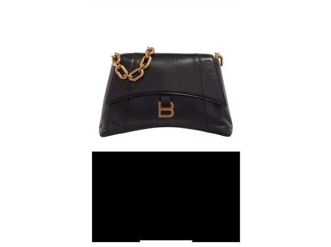 Balenciaga Downtown Borsa a Tracolla in Pelle Nappa Nera Nero - vista 2