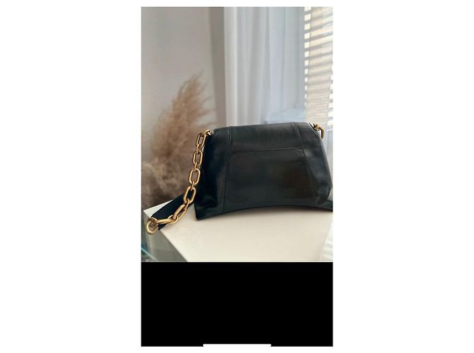 Balenciaga Downtown Borsa a Tracolla in Pelle Nappa Nera Nero - vista 4