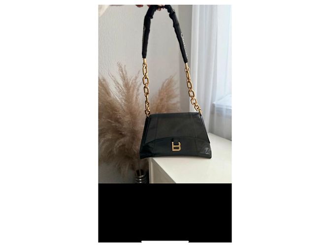Balenciaga Downtown Borsa a Tracolla in Pelle Nappa Nera Nero - vista 6