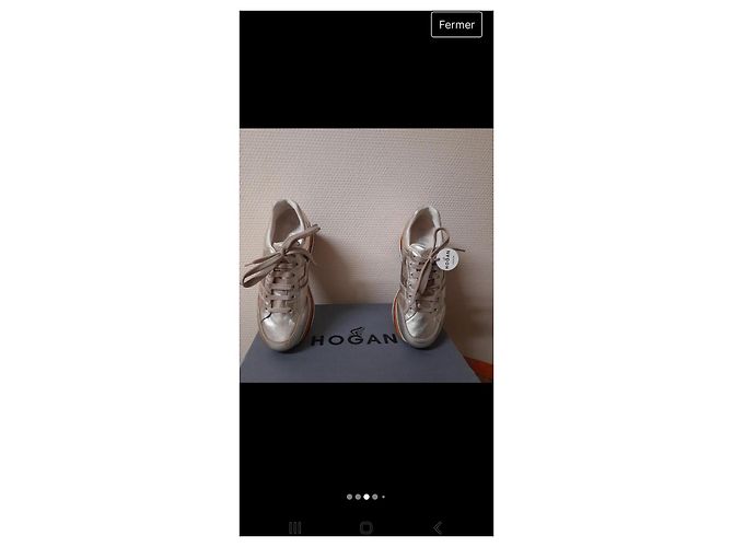 Sneakers Hogan H222 in pelle argento Silver hardware - vista 6