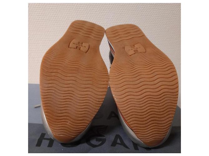 Sneakers Hogan H222 in pelle argento Silver hardware - vista 8