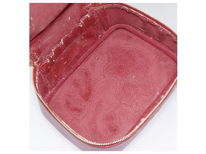 Pochette cosmetica CHANEL Vanity COCO Marca Pelle Caviar Rossa Oro CC Auth yk14831 Rosso D'oro - vista 10