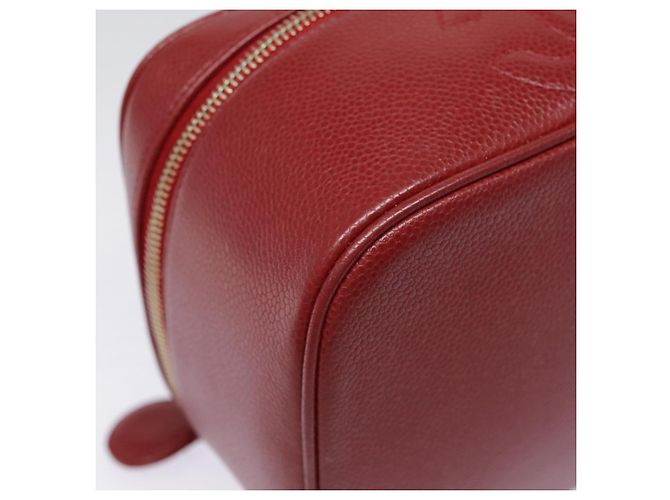 Pochette cosmetica CHANEL Vanity COCO Marca Pelle Caviar Rossa Oro CC Auth yk14831 Rosso D'oro - vista 14
