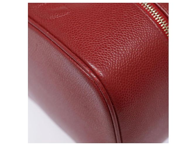 Pochette cosmetica CHANEL Vanity COCO Marca Pelle Caviar Rossa Oro CC Auth yk14831 Rosso D'oro - vista 15