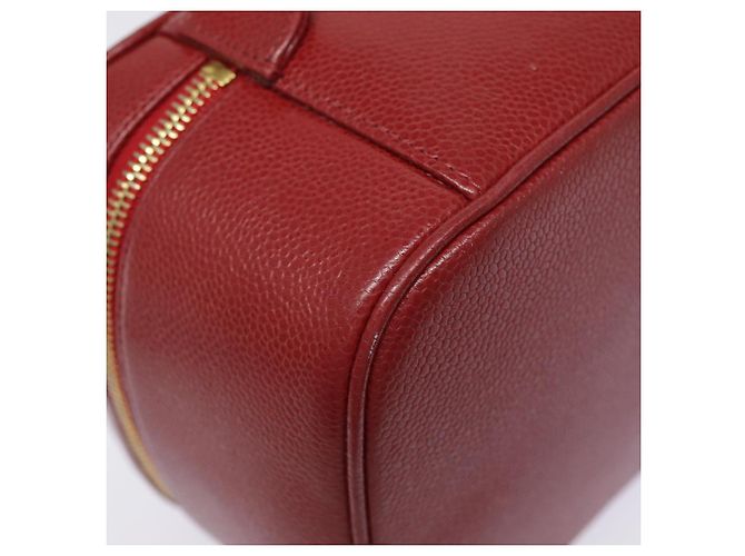 Pochette cosmetica CHANEL Vanity COCO Marca Pelle Caviar Rossa Oro CC Auth yk14831 Rosso D'oro - vista 16