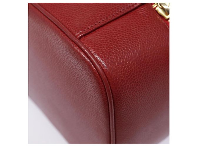 Pochette cosmetica CHANEL Vanity COCO Marca Pelle Caviar Rossa Oro CC Auth yk14831 Rosso D'oro - vista 17