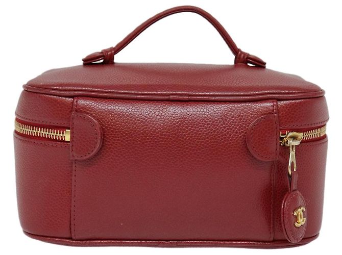 Pochette cosmetica CHANEL Vanity COCO Marca Pelle Caviar Rossa Oro CC Auth yk14831 Rosso D'oro - vista 2