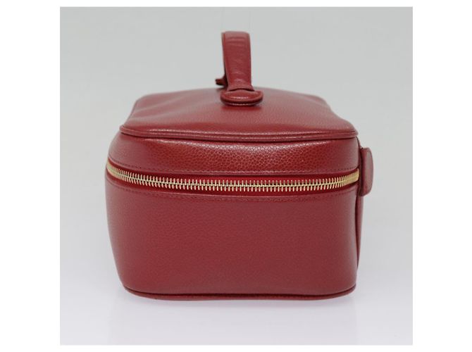 Pochette cosmetica CHANEL Vanity COCO Marca Pelle Caviar Rossa Oro CC Auth yk14831 Rosso D'oro - vista 3