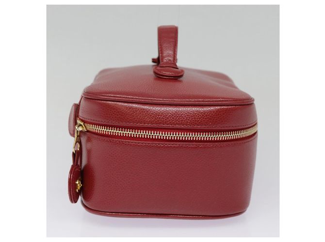 Pochette cosmetica CHANEL Vanity COCO Marca Pelle Caviar Rossa Oro CC Auth yk14831 Rosso D'oro - vista 4