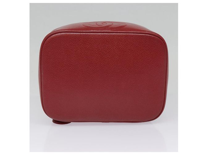 Pochette cosmetica CHANEL Vanity COCO Marca Pelle Caviar Rossa Oro CC Auth yk14831 Rosso D'oro - vista 5