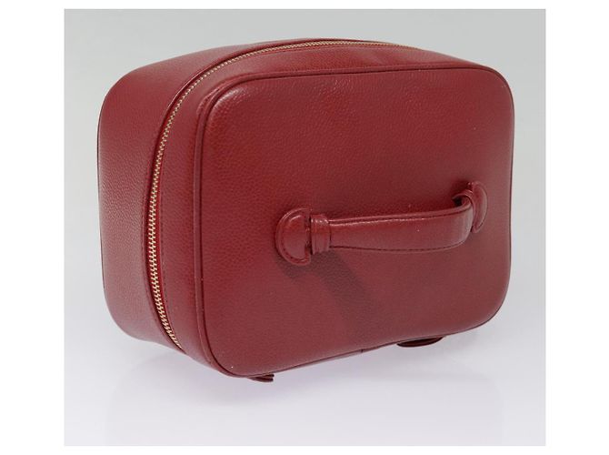 Pochette cosmetica CHANEL Vanity COCO Marca Pelle Caviar Rossa Oro CC Auth yk14831 Rosso D'oro - vista 6