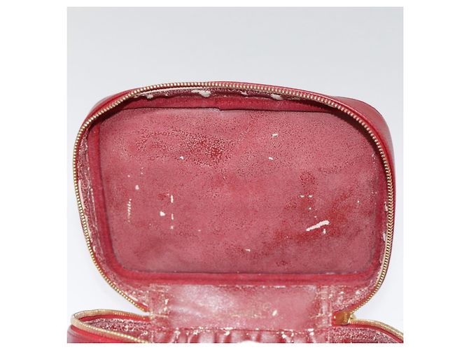 Pochette cosmetica CHANEL Vanity COCO Marca Pelle Caviar Rossa Oro CC Auth yk14831 Rosso D'oro - vista 9