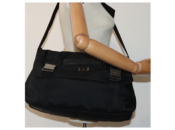 Borsa a spalla GUCCI in nylon nero argento 122374 Auth bs17862 - vista 22