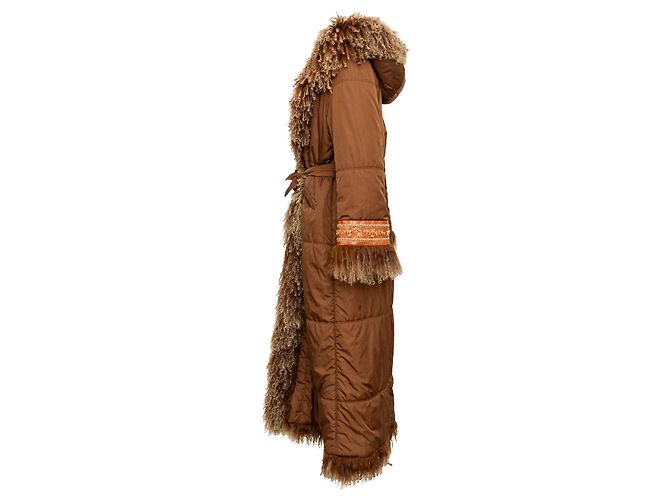 Autre Marque Abrigo de nylon Scervino con piel Castaño - vista 2