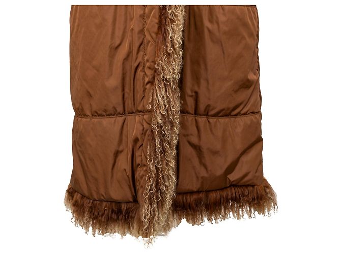 Autre Marque Abrigo de nylon Scervino con piel Castaño - vista 4