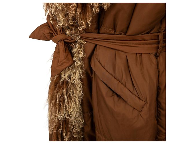 Autre Marque Abrigo de nylon Scervino con piel Castaño - vista 7