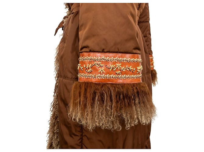 Autre Marque Abrigo de nylon Scervino con piel Castaño - vista 8