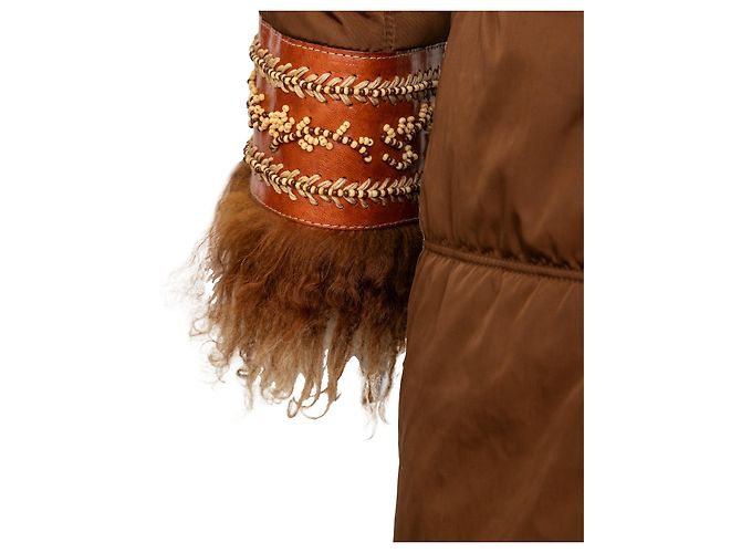 Autre Marque Abrigo de nylon Scervino con piel Castaño - vista 9