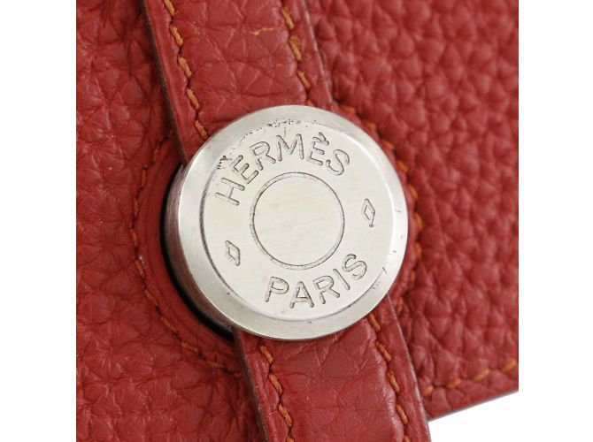 Hermès Cartera larga Hermes Dogon en cuero Togo rojo Roja - vista 11