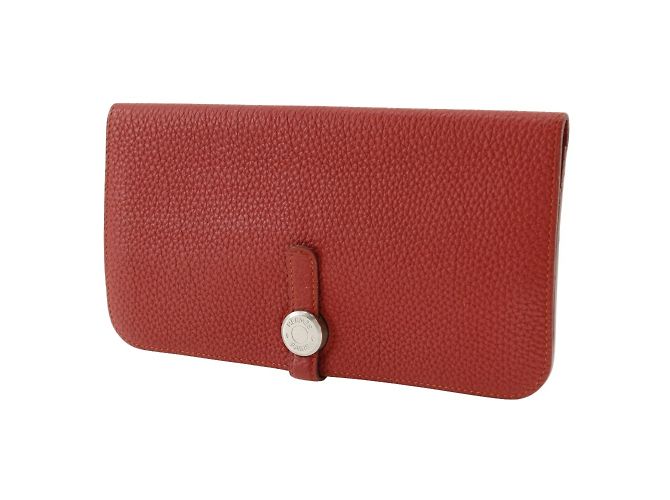 Hermès Cartera larga Hermes Dogon en cuero Togo rojo Roja - vista 2