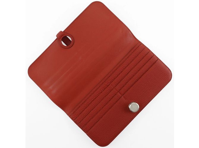 Hermès Cartera larga Hermes Dogon en cuero Togo rojo Roja - vista 5