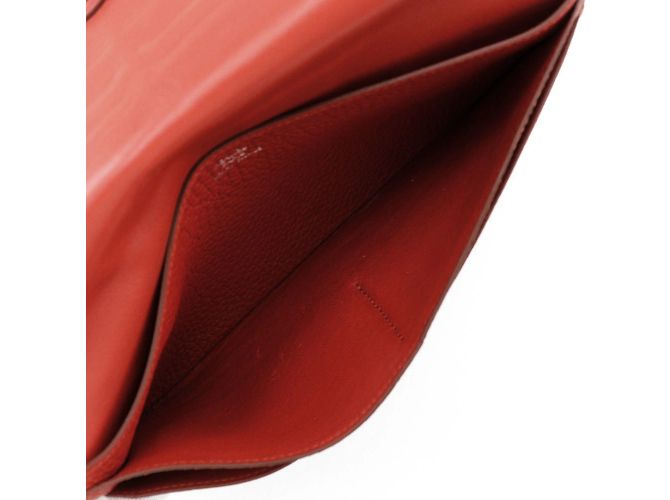 Hermès Cartera larga Hermes Dogon en cuero Togo rojo Roja - vista 6