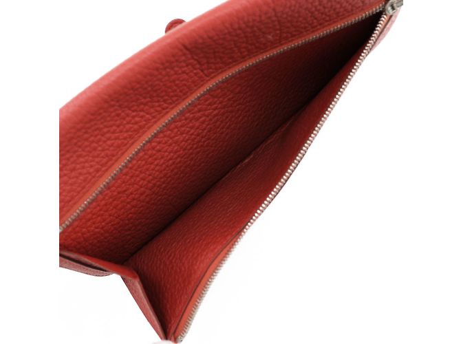 Hermès Cartera larga Hermes Dogon en cuero Togo rojo Roja - vista 7