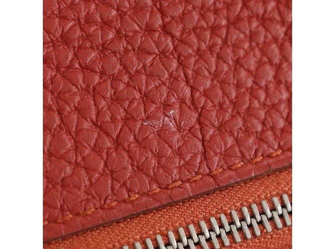 Hermès Cartera larga Hermes Dogon en cuero Togo rojo Roja - vista 8