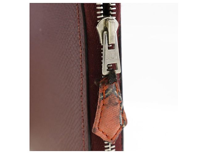 Cartera larga de seda Azap de Hermès Roja Burdeos - vista 9