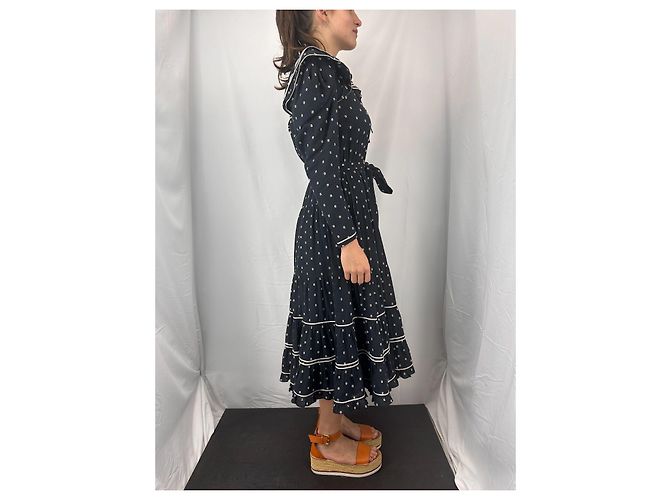 Ulla Johnson Bunny Besticktes Midikleid Marine Weiß Marineblau - Ansicht 3