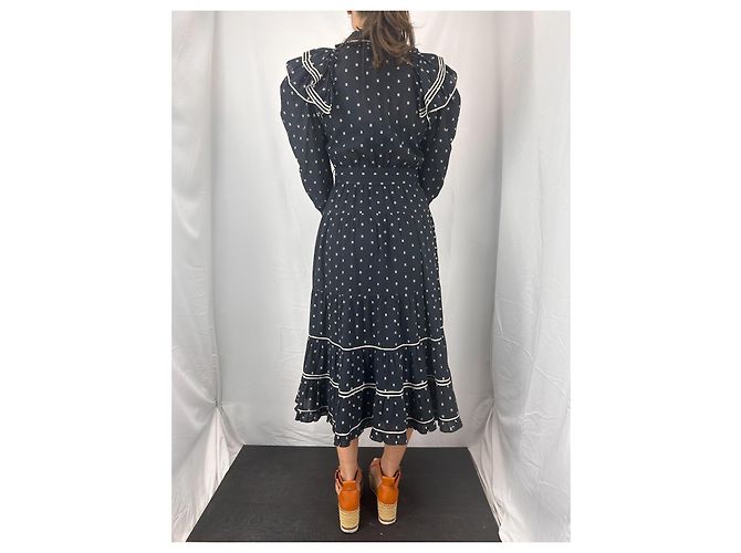 Ulla Johnson Bunny Besticktes Midikleid Marine Weiß Marineblau - Ansicht 5