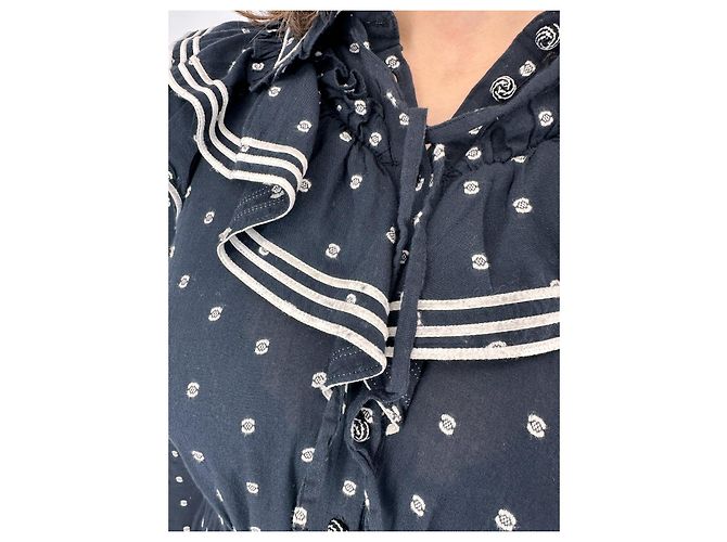 Ulla Johnson Bunny Besticktes Midikleid Marine Weiß Marineblau - Ansicht 6