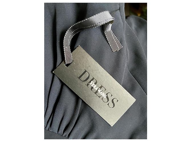 Navy Abendkleid von Vera Wang mit Illusionskragen Marineblau - Ansicht 6