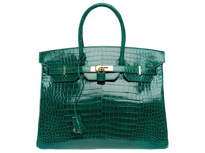 Hermès Sac HERMES Birkin 35 en Crocodile Vert - 102155 - vue 3