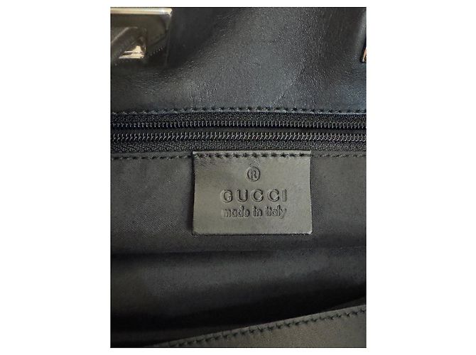 Gucci GG Drawstring Tote Bag Schwarz Canvas und Leder - Ansicht 7