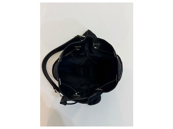 Gucci GG Drawstring Tote Bag Schwarz Canvas und Leder - Ansicht 8