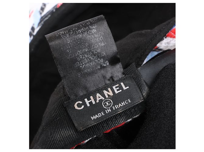 Timeless Chanel Tweed Gewebte Airline CC Mütze Rot Weiß Blau Mehrfarben - Ansicht 8