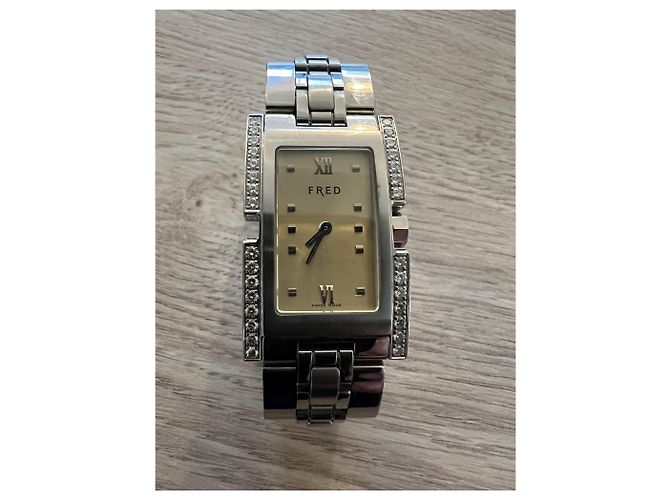 Orologio Fred Line 36 in acciaio e diamanti Argento - vista 2