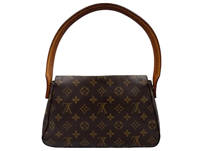 Mini borsa Looping in tela monogramma Louis Vuitton Marrone Marrone scuro Gold hardware - vista 2