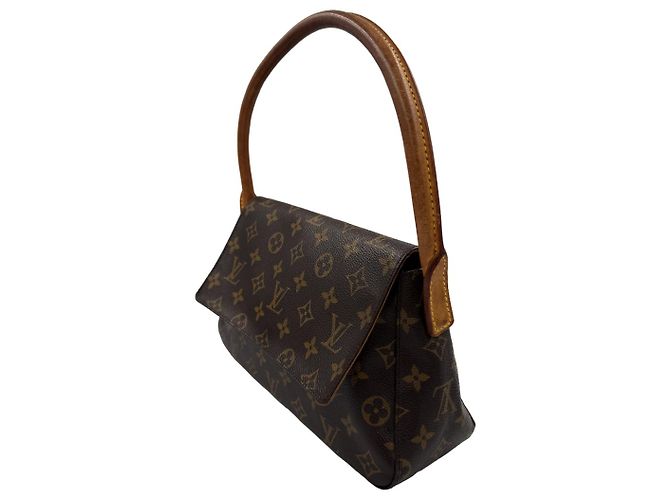 Mini borsa Looping in tela monogramma Louis Vuitton Marrone Marrone scuro Gold hardware - vista 3