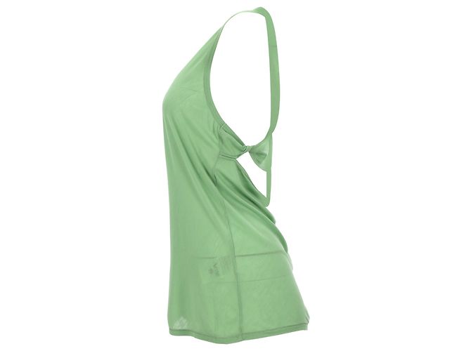 Top sin mangas con escote redondo Acne Studios en lyocell verde - vista 2