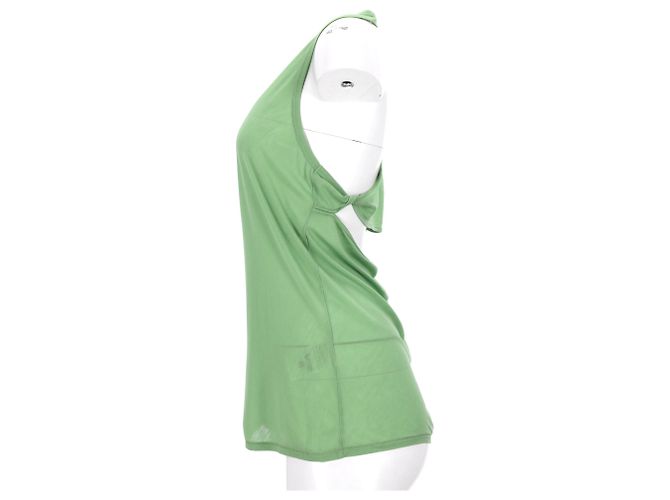 Top sin mangas con escote redondo Acne Studios en lyocell verde - vista 7
