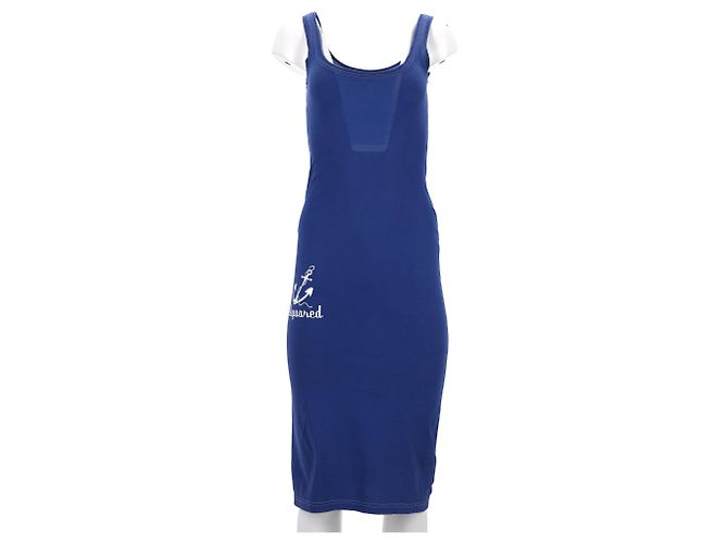 Vestido midi sin mangas Dsquared2 en algodón azul - vista 6