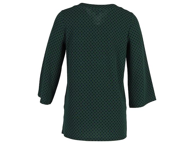 Blusa de poliéster verde com estampa de bolinhas e detalhes em dourado da Michael Kors - vista 3