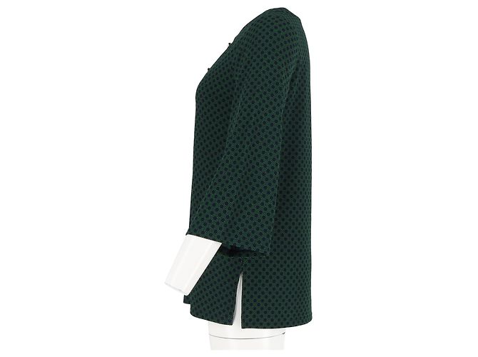 Blusa de poliéster verde com estampa de bolinhas e detalhes em dourado da Michael Kors - vista 5