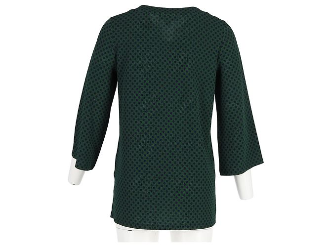 Blusa de poliéster verde com estampa de bolinhas e detalhes em dourado da Michael Kors - vista 6